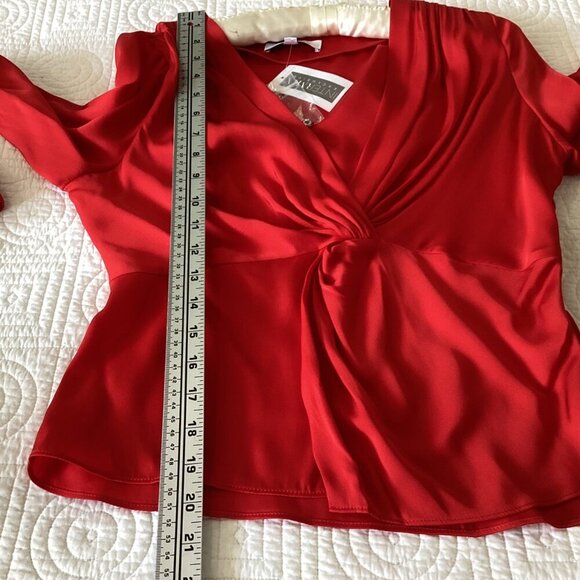 NWT INTERMIX Dawn Silk Knot Front Top Size 2 Coral - Picture 9 of 15